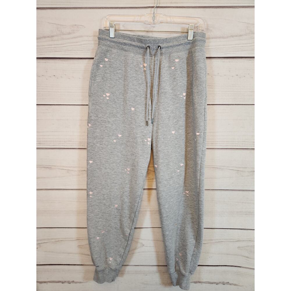 Honeydew Womens Gray Hearts Stretch High Rise Drawstring Jogger Pants Size Small